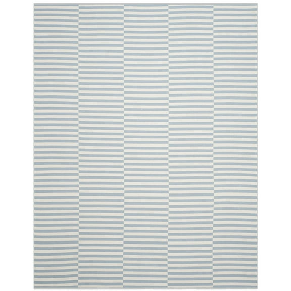 SAFAVIEH Montauk Raeyln Striped Cotton Area Rug, Ivory/Light Blue, 5' x 7'