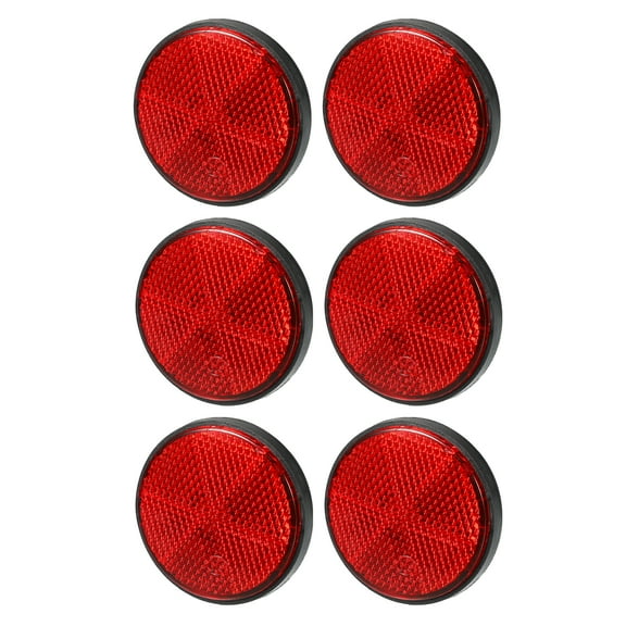 6pcs 2.20"x0.31" Universal Reflector Round Motorcycle Bike Safety Increase Visibility and Safety Red