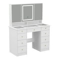 thumbnail image 6 of WIAWG Modern Adult Vanity Table Set with Glass Top&Mirror, LED Lights and 9 Drawers,White, 6 of 8