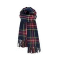 thumbnail image 4 of Bufanda de invierno cálida para mujer, tipo chal grande, ideal para clima frío. Bufanda larga de punto grueso a cuadros azul oscuro y rojo. Suave y ligera, unisex., 4 of 4