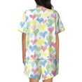 thumbnail image 6 of Fotbe Hand Drawn Colored Hearts Print Pajama Set for Women 2 Piece Loungewear Short Sleeve Tops and Shorts Set Soft Sleepwear-XX-Large, 6 of 7