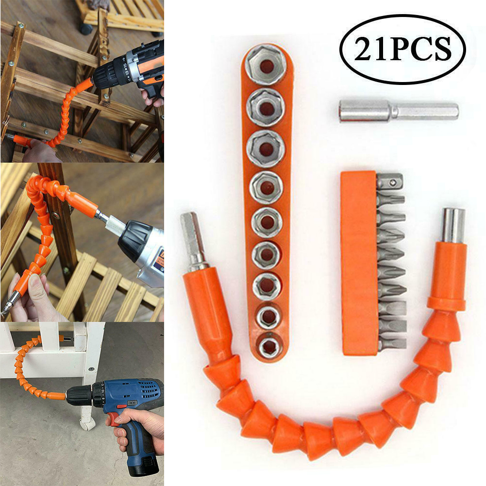 21PCS Drill Bit Extension Kit Flexible Soft Shaft Extension Screwdriver