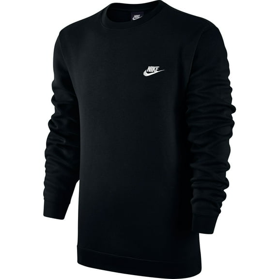 Nike Men's Sweatshirt Long Sleeve Fleece Embroidered Logo Club Crewneck Pullover Black S