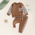 thumbnail image 2 of NOLDARES Toddler Baby Boy Fall Winter Outfit Kids Cotton Printed Clothes Casual Long Sleeve Sweatshirt Tops Pants Set 2pcs Outfits Clothing(Brown,2-3 Y), 2 of 5
