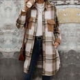thumbnail image 2 of Womens Tops Women's Casual Lapel Button Down Long Plaid Shirt Coat Tartan Shacket Jacket Womens Fall Fashion, 2 of 9