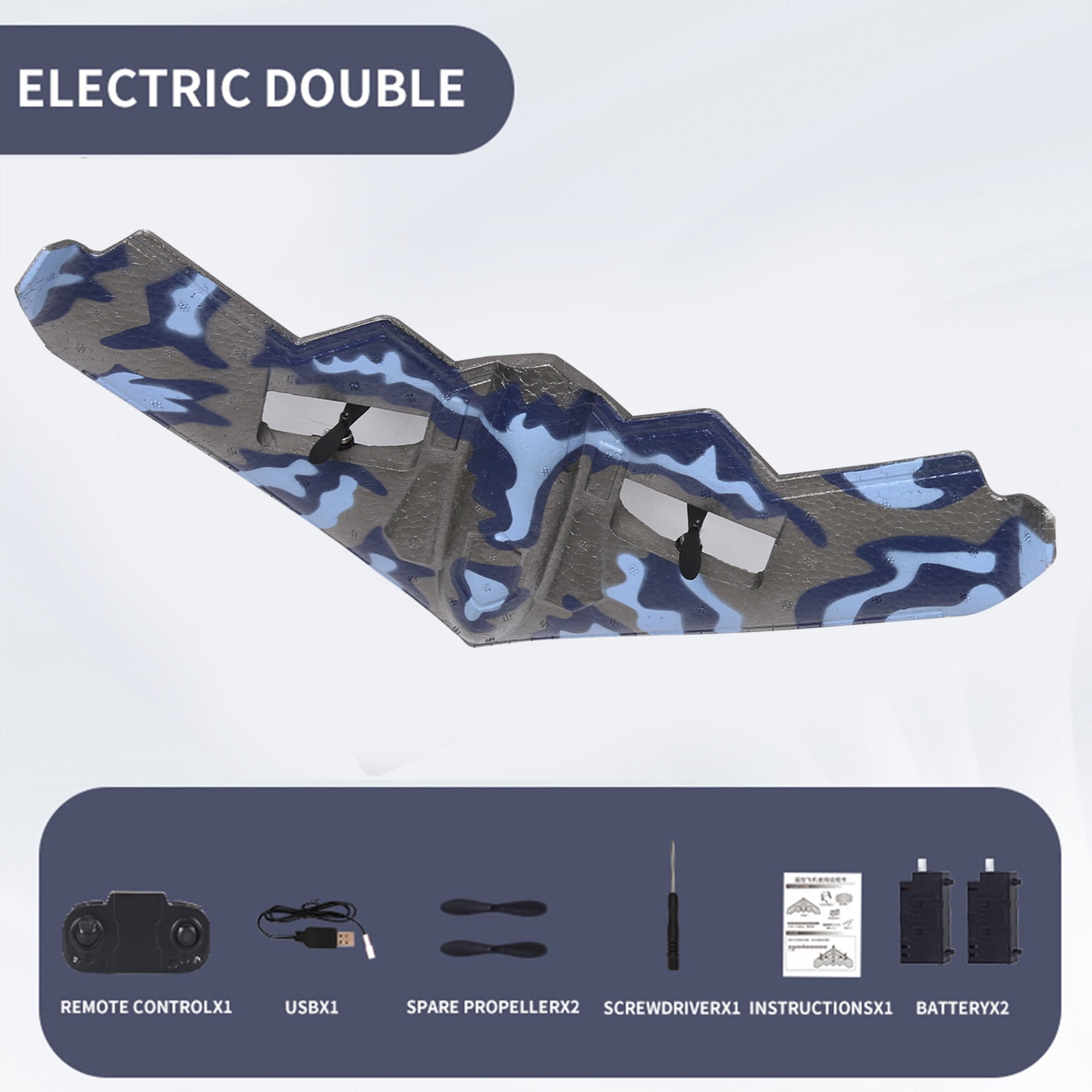 Gpaecead RC Airplane, 2.4Ghz Delta Wing RC Airplane, Built-in Gyro System, Foam Material RC Airplane, 2-Channel Electric RC Airplane with LED Light, Adult Beginner Gift
