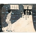 thumbnail image 2 of A. Tinbergen 14x12 Black Ornate Wood Framed Double Matted Museum Art Print Titled: Girl Walks Past School (1925), 2 of 5