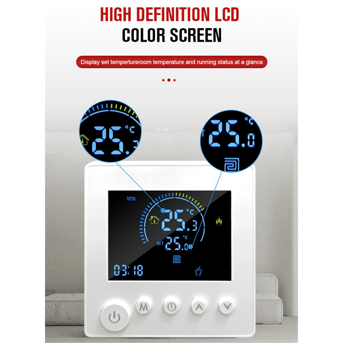 TUYA Thermostat Temperature Controller Water Electric Floor Heating TRV 3A Digital LCD Display Wall Mounted