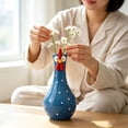 thumbnail image 3 of Funny Rooster Flower Vase 7.9 Inch, Blue Polka Dot Chicken Head Resin Vase, Whimsical Farmhouse Centerpiece for Kitchen, 1 Pack, 3 of 4