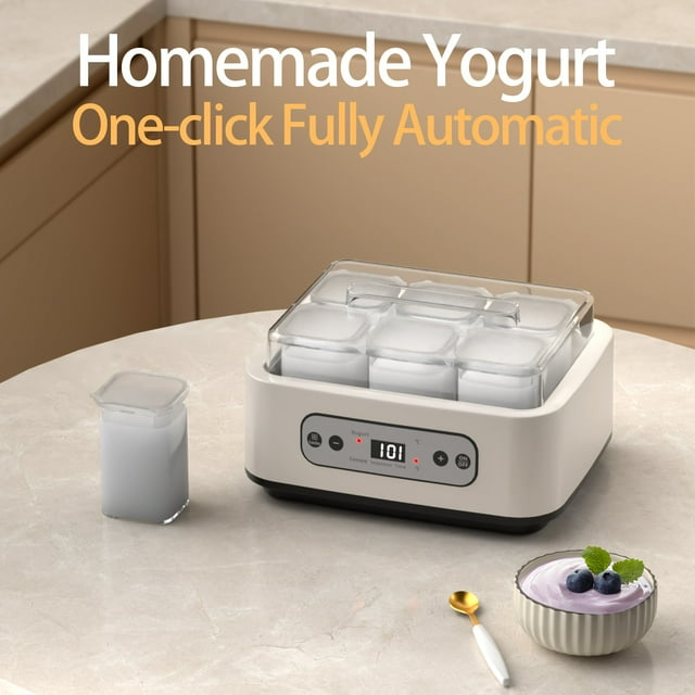Oliegs Boxbollen 1.5L Large Capacity Probiotic Yogurt Maker Adjustable Constant Temperature And Timer Yogurt Maker Versatile Health Yogurt Maker (with 6 Glass) Christmas