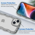 thumbnail image 2 of for iPhone 15 Case Wavy Edge Clear Back Design, Anti-Slip Grip Cute Wave Curly Frame Shape Shockproof Soft TPU & Hard Bumper Protective Phone Case Cover for Women Girls, Pink, 2 of 12