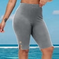 thumbnail image 4 of GigrtiJin Women's Plus Size Shorts Stretch Waist Yoga Athletic Shorts Knee Length Solid Color Slimming Shorts with Pockets, 4 of 5