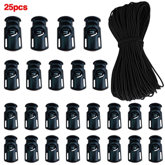 Kit de cerraduras de banda elástica de goma Cordón elástico Juego de tope de palanca con cordón Cordones de zapatos Herramientas de bricolaje Vogacara HA8294-00B