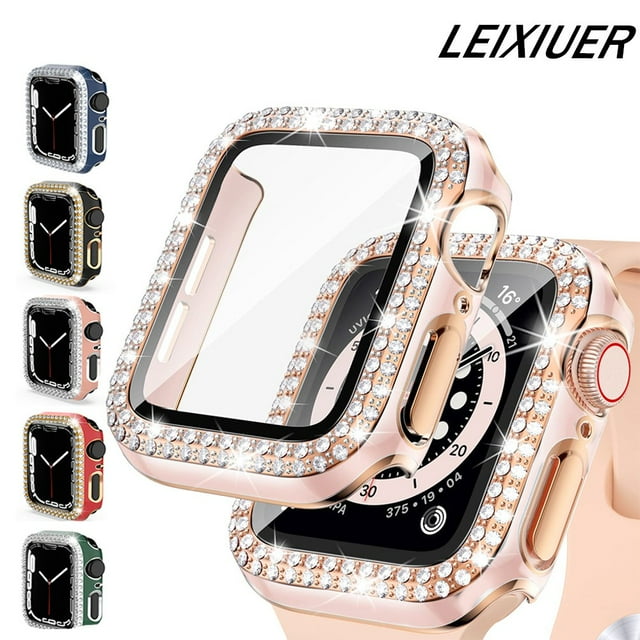LEIXIUER for Apple Watch case 40mm with Tempered Glass Screen Protector for iwatch Series 6/5/4/SE, Bling Crystal Diamond Rhinestone Bumper Full Cover Protective Case Women Girls 40mm