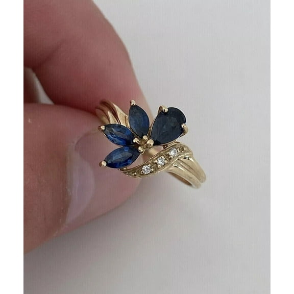 2Ct Pear Cut Lab Created Blue Sapphire Women's Engagement Ring 14K Yellow Gold Plated