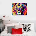 thumbnail image 5 of Acheng Abstract Colorful painting Lion Picture Canvas print Wall art Modern decor design Animal Paintings Artwork for office dorm Home Living Room Decor,Stretched and Framed 16x12in, 5 of 6