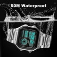 thumbnail image 4 of Bomieux Watches for Man Classic Square Stainless Steel Digital Watch with Dual Time, Stopwatch, Alarm & Calendar Gift for Men, 4 of 7