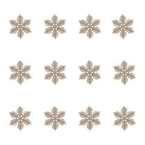 SLYNSHome 12pcs Christmas Snowflakes Decorations,Plastic Glitter Khaki Snowflake Ornaments for Winter Craft Christmas Tree Holiday Decor