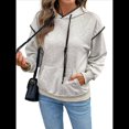 thumbnail image 2 of Sudadera con Capucha de Dos Piezas para Mujer, Informal, Versátil, de Larga, para Uso Diario, con Ribete de Color Contrastante Gris L, 2 of 10