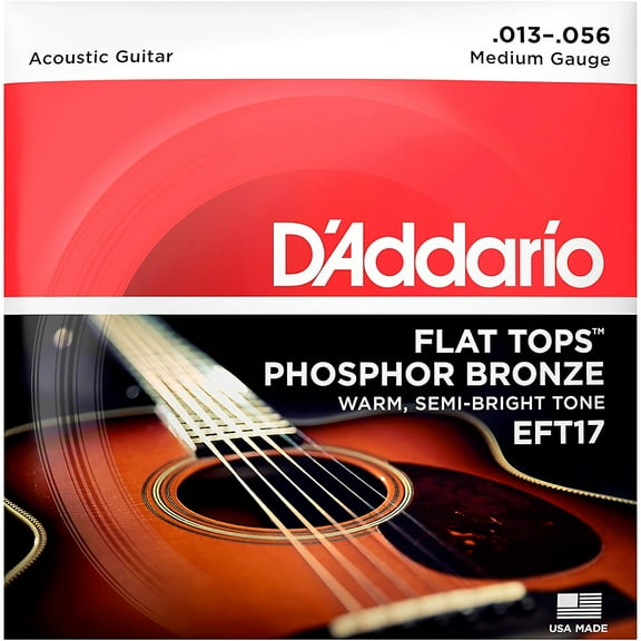 D'Addario EFT17 Flat Tops Phosphor Bronze Acoustic Guitar Strings, 13-56