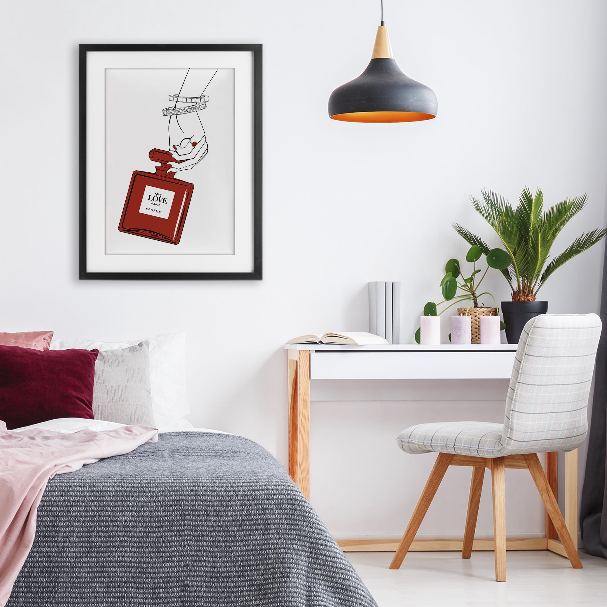 Stupell Industries Red Perfume In Hand Black Framed Print Under Glass, design by Martina Pavlova