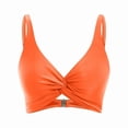 thumbnail image 6 of Womens Bikini Tops Adjustable Wide Straps Swimsuits Twist Front V Neck Bikini Top Bathing Suit Tops Only(Orange,S), 6 of 7