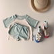 thumbnail image 4 of Guardurnaity Conjunto de pantalones cortos de camiseta de diseño Simple para niños, fiesta de verano para niños y niñas, Kit de pantalones de conjuntos de ropa Azul 90cm, 4 of 6