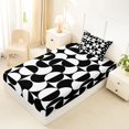 thumbnail image 5 of Castle Fairy Abstract Split Circle Twin Sheets 3pcs,Retro Curved Bedding,Black White,1 Flat Sheet, 1 Fitted Sheet and 1 Pillowcase, 5 of 7