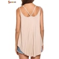 thumbnail image 5 of Spencer Women's Loose Fit Flowy V Neck Tank Tops Summer Casual Spaghetti Strap Sleeveless Sexy Pleated Cami Shirt Plus Size (2XL,Beige), 5 of 6