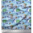thumbnail image 1 of Soimoi Crepe Silk Fabric Leaves & Floral Hand Drawn Fabric Prints By Yard 42 Inch Wide, 1 of 1
