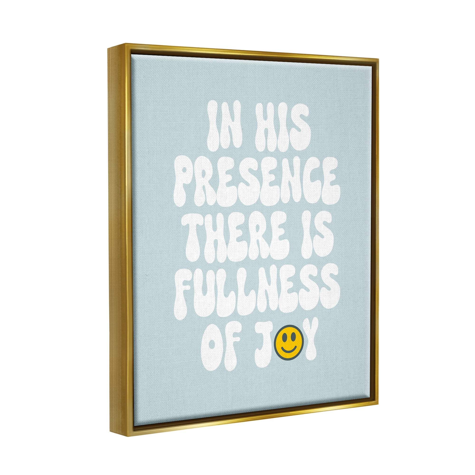 Stupell Industries Blue Religious Phrase Inspirational Painting Gold Floater Framed Canvas Art Print Wall Art, 17 x 21