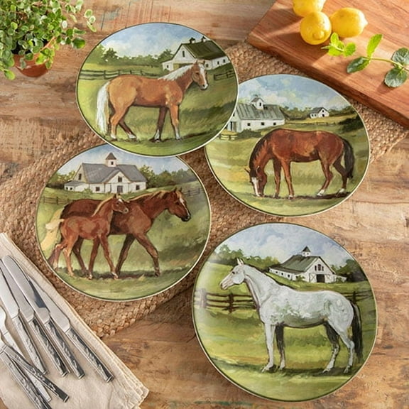 Certified International  York Stables 10.5" Dinner Plates, Set of 4 - 11' x 11'