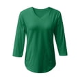 thumbnail image 7 of QASIEATN Women's Trendy Essentials Clothing: Pretty Versatile Color V Neck 3/4 Sleeve Loose T Shirt Top Fall Fashion Outfits for Women, 7 of 7