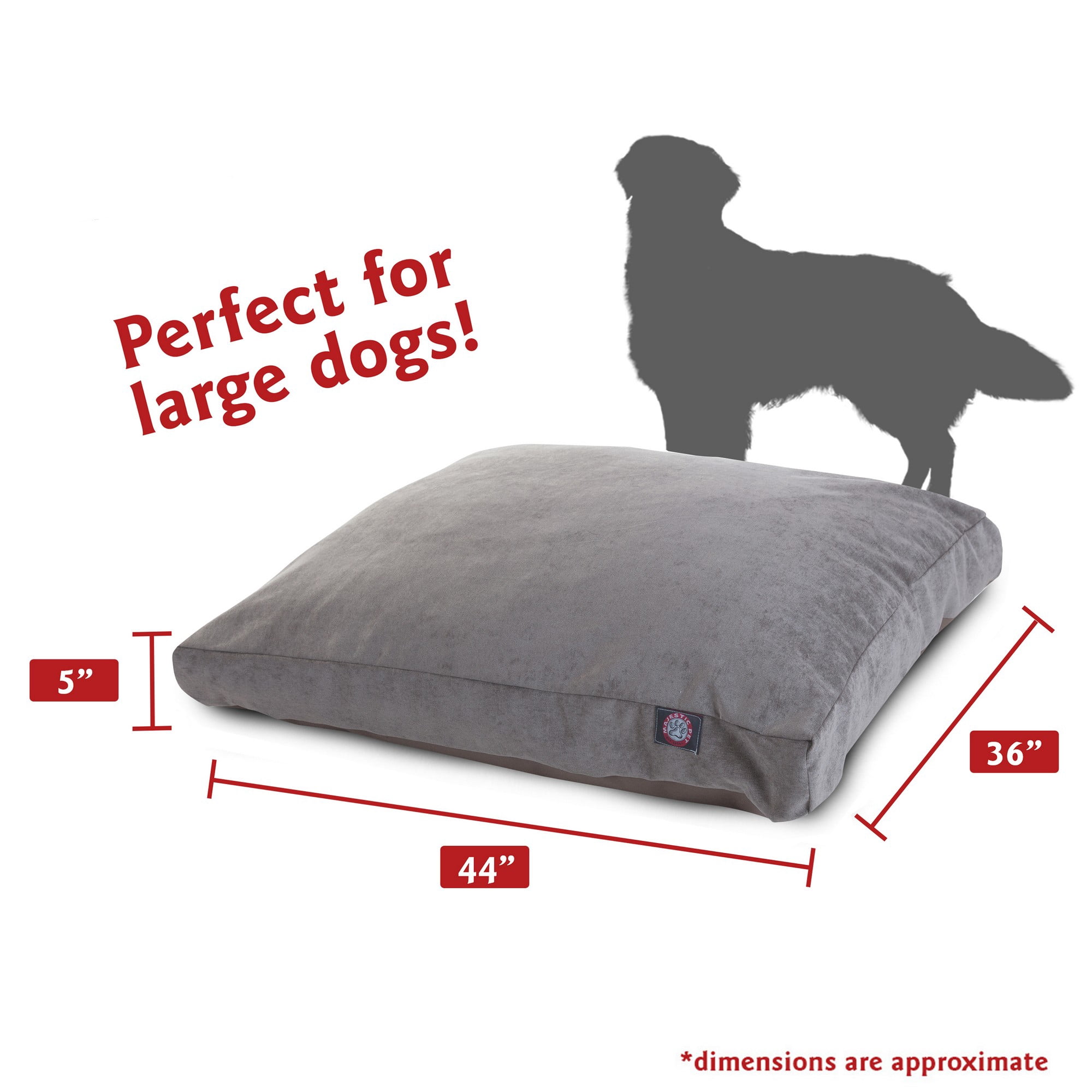Majestic Pet | Villa Velvet Shredded Memory Foam Rectangle Pet Bed For Dogs, Removable Cover, Vintage, Large
