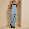 thumbnail image 5 of ZACPNCV Womens Solid Color Cargo Overalls Adjustable Spaghetti Strap Straight Leg Jumpsuit with Pockets Casual Romper, 5 of 9