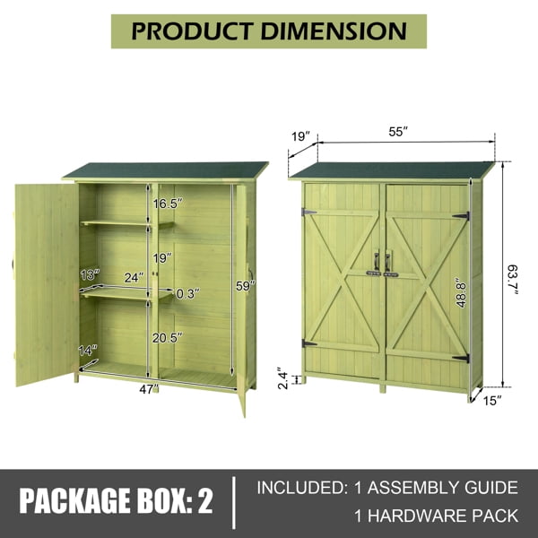 Fir Wood Shed Garden Storage Shed Green