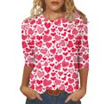 thumbnail image 1 of Penkiiy Chemises de la Saint-Valentin pour Femmes Manches 3/4 Col Rond Blouses Décontractées Imprimé Mignon Tuniques Tops 2025 m Multicolore, 1 of 5