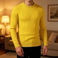 thumbnail image 2 of Atkumj Men Undershirts Casual Ribbed Vertical Rib Knit Crew Neck Sweaters Versatile Slim Fit Solid Color Long Sleeve Mens Pullover Sweaters for Fall Winter M, 2 of 7