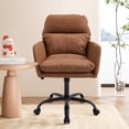 thumbnail image 2 of Leumius Office Chair with Black Base & Adjustable In Height,PU Leather Chair for Office Bedroom Dressing Table Brown, 2 of 9