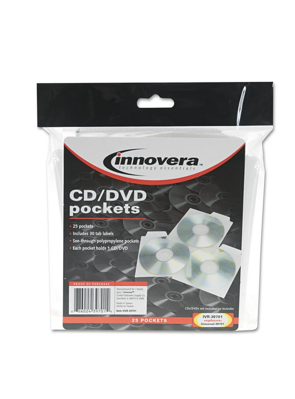 Innovera IVR39701 CD/DVD Pockets - Clear (25/Pack)