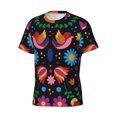 thumbnail image 5 of Vsdgher Colorful Floral2 Print Men's Dry Fit Mesh Athletic Shirts Moisture Wicking Tennis T-Shirt Tops, 5 of 9