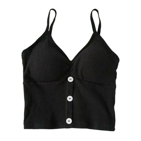 

Sexy Women Button Crop Camisole Detachable Bra Suspender for Tank Fashion All-ma