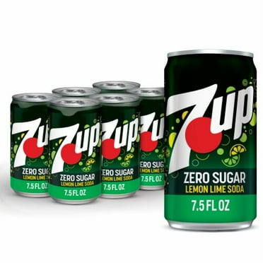 Pack of 2 - 7UP Zero Sugar Lemon Lime Caffeine-Free Soda Mini Cans 6 pk / 7.5 fl oz Packaging May Vary
