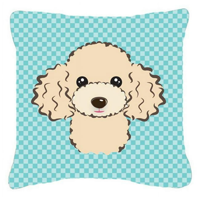 Carolines Treasures BB1196PW1818 Checkerboard Blue Buff Poodle Fabric Decorative Pillow, 18 x 18 In.