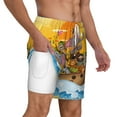 thumbnail image 2 of Kdxio Animals On Noah'S Ark1 Print Men'S Swim Trunks With Compression Liner 7 Inch Inseam Quick Dry Swim Shorts, 2 of 7