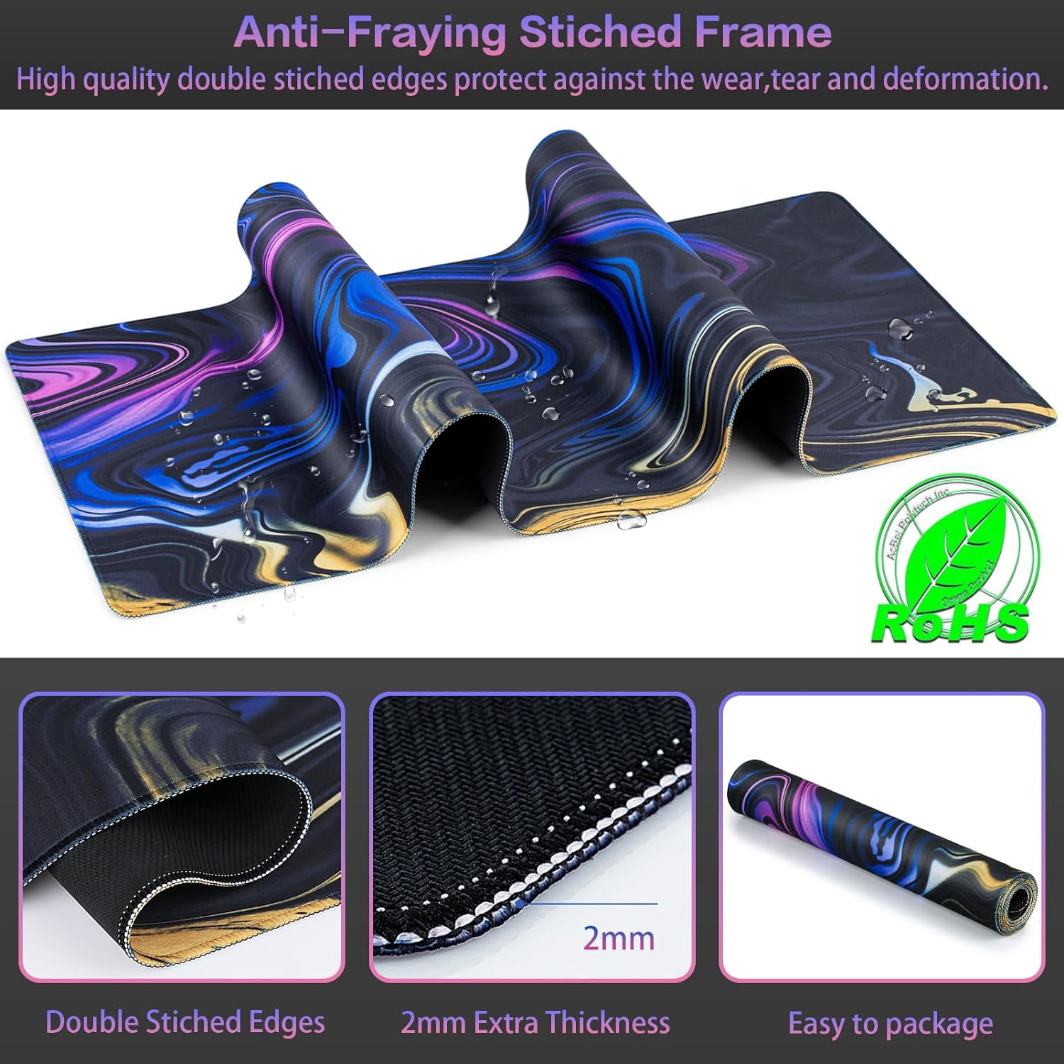 Gaming Mouse Pad, Fluid Pattern Mouse Pad 31.5x15.7inch Large Extended Computer Mouse Mat Keyboard Full Desk Mousepad for Gaming, Office, Home