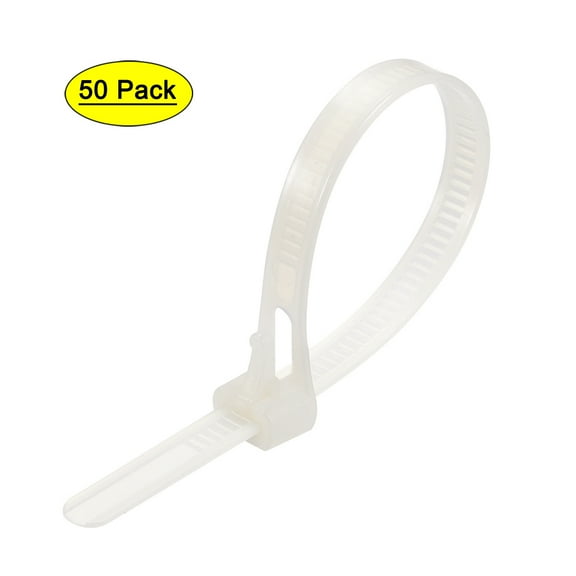 Uxcell Reusable Cable Ties Cable Zip Ties Flexible Cable Tie Wraps Nylon 7.87" x 0.28" White 50pcs