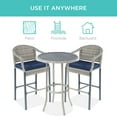 thumbnail image 6 of Best Choice Products 3-Piece Outdoor Wicker Patio Bar Table Bistro Set w/ Barstools, Steel Frame - Gray/Blue, 6 of 8