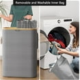 thumbnail image 6 of SpaceAid Double Laundry Hamper 2 Section with Lid and Removable Laundry Bags, 160L Clothes Basket, Grey, 6 of 7