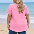 thumbnail image 3 of Smsaxvxz Womens Summer Plus Size Tops Fashion V-neck Short Sleeve Pleated Casual Solid Loose Blouse Tops for Women 2026 Pink XL, 3 of 5
